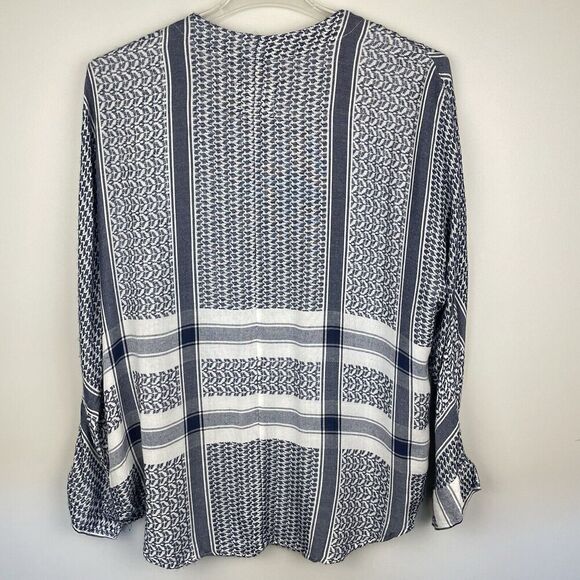 Rails Lily Tunic Top Womens Large Blue Geometric Lace Up Oversized Boho Beach - Picture 2 of 11